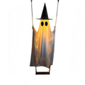 Halloween Large Hanging Swing Ghost Decor with Witch Hat Remote Control LED Light Up  Tree Outdoor Halloween Party Decorations
