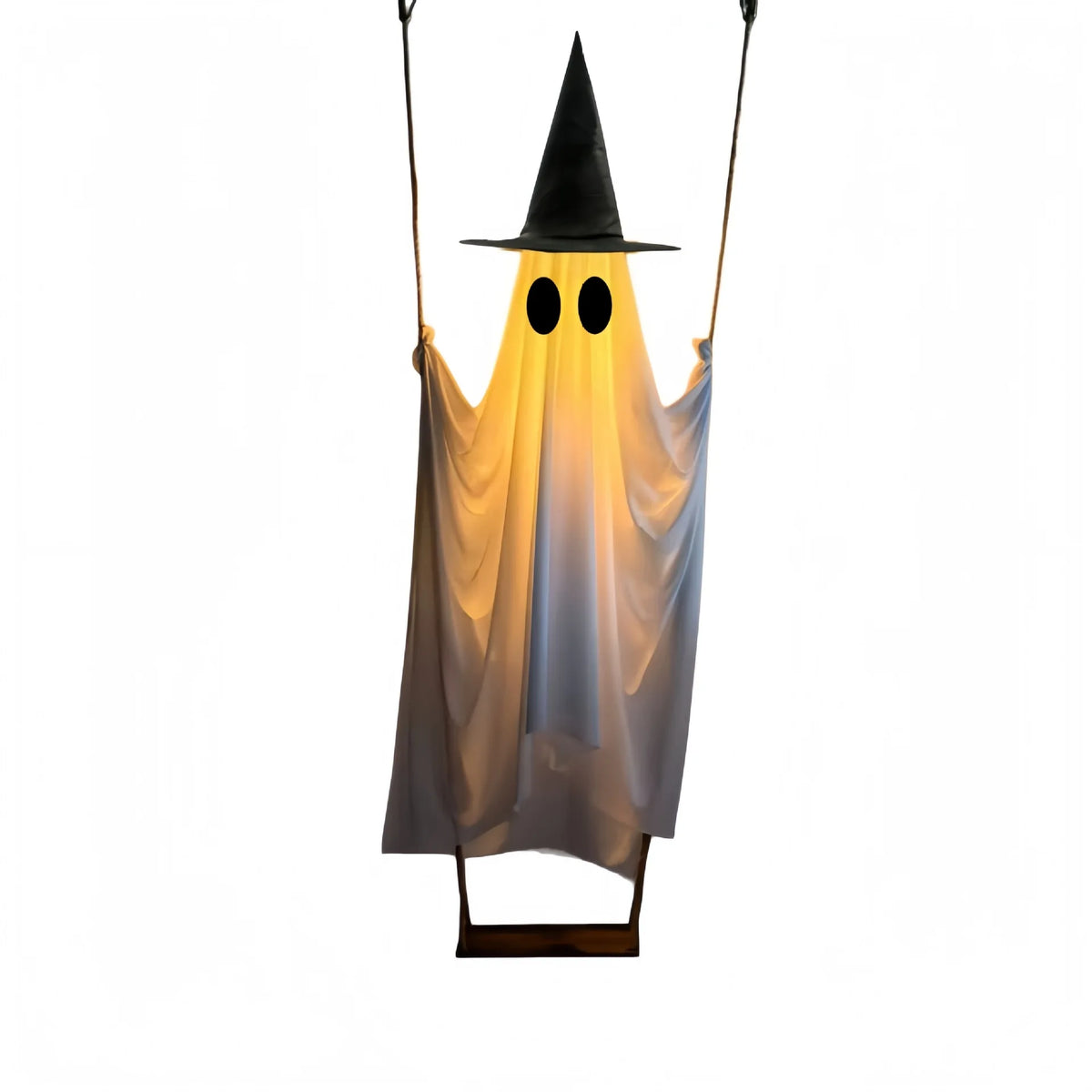 Halloween Large Hanging Swing Ghost Decor with Witch Hat Remote Control LED Light Up  Tree Outdoor Halloween Party Decorations