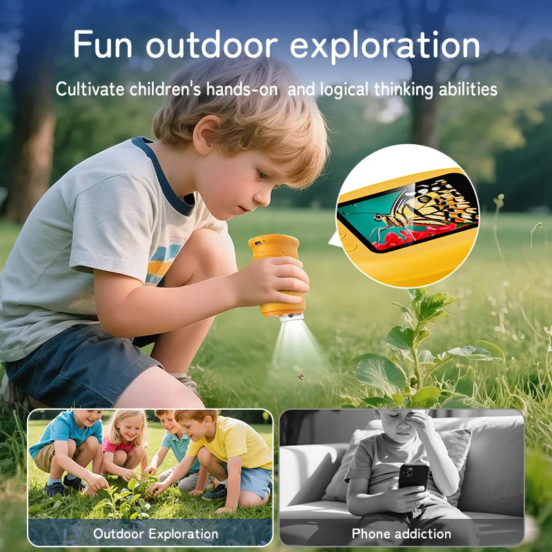 Digital Microscope for Kids 1000X Handheld HEN HAO 2.0'' Screen Rechargeable Mini Pocket Educational Science Toys for Children