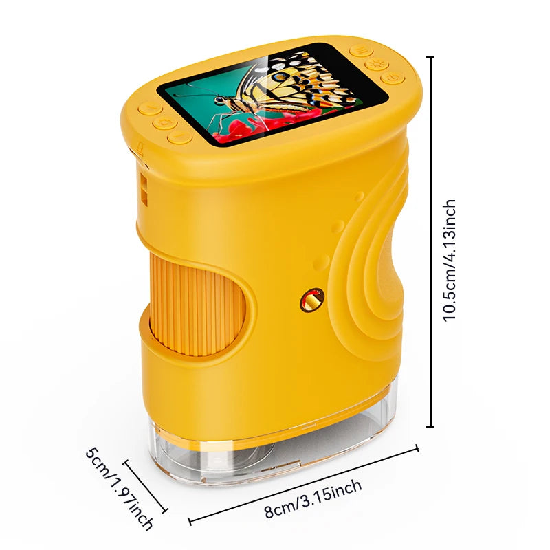 Digital Microscope for Kids 1000X Handheld HEN HAO 2.0'' Screen Rechargeable Mini Pocket Educational Science Toys for Children