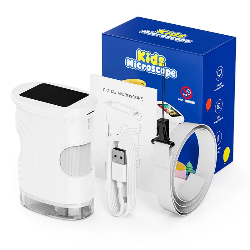 Digital Microscope for Kids 1000X Handheld HEN HAO 2.0'' Screen Rechargeable Mini Pocket Educational Science Toys for Children